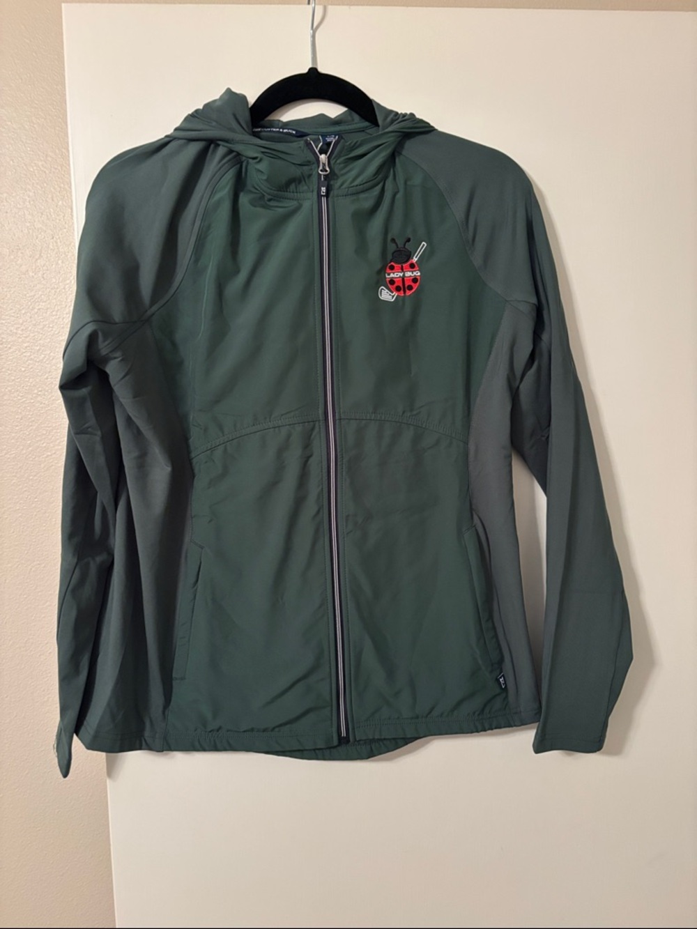 Cutter & Buck Olive Green Hooded Full-Zip Jacket with Ladybug Logo